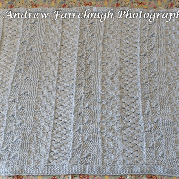 Blue Baby Blanket - Four Edges Ribbed.