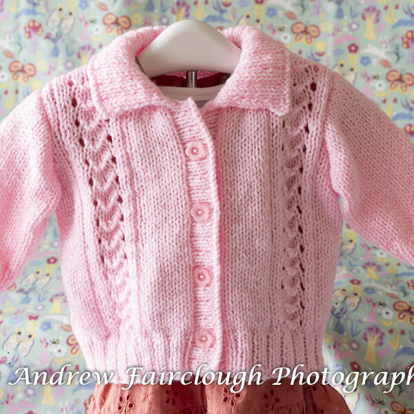 Little Shell Lace Collared Cardigan - Pink