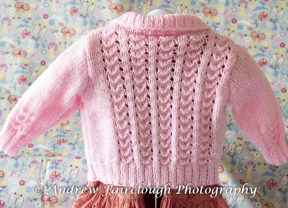 Little Shell Lace Collared Cardigan including measurements - Pink.