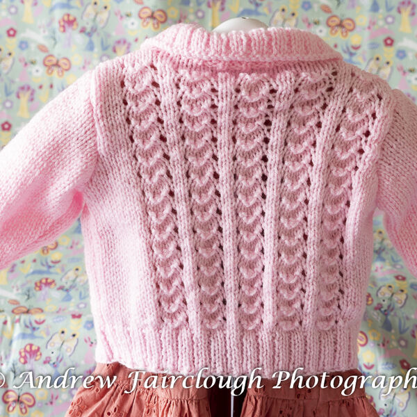 Little Shell Lace Collared Cardigan including measurements - Pink.