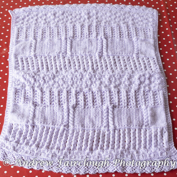 Lilac Baby Blanket - Two Edges Lace and Two Edges Ribbed.