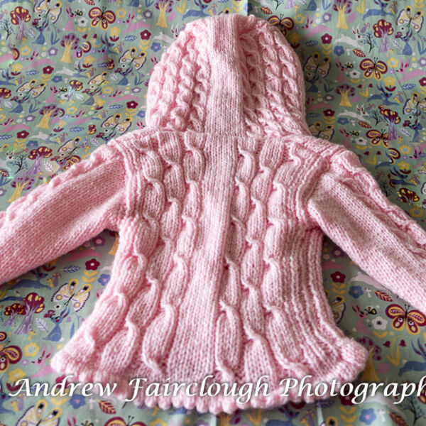 Fluted Waistband and Cable Hooded Jacket - Pink.