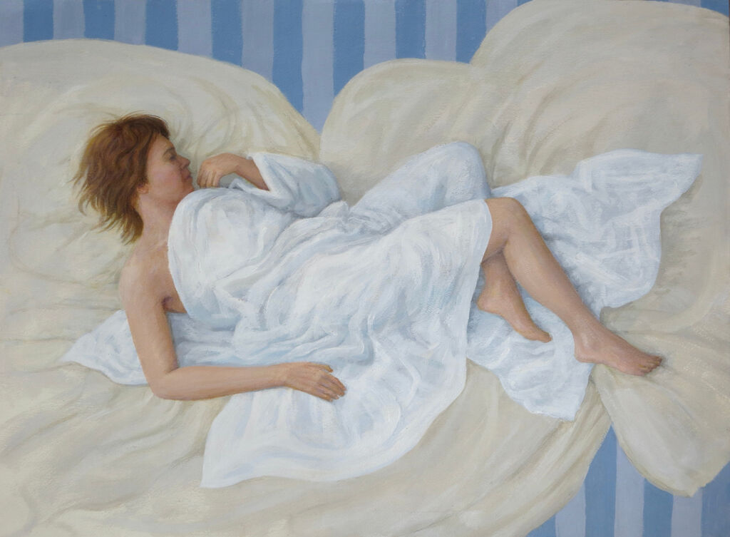 Rosy, 2 sheets & a striped mattress