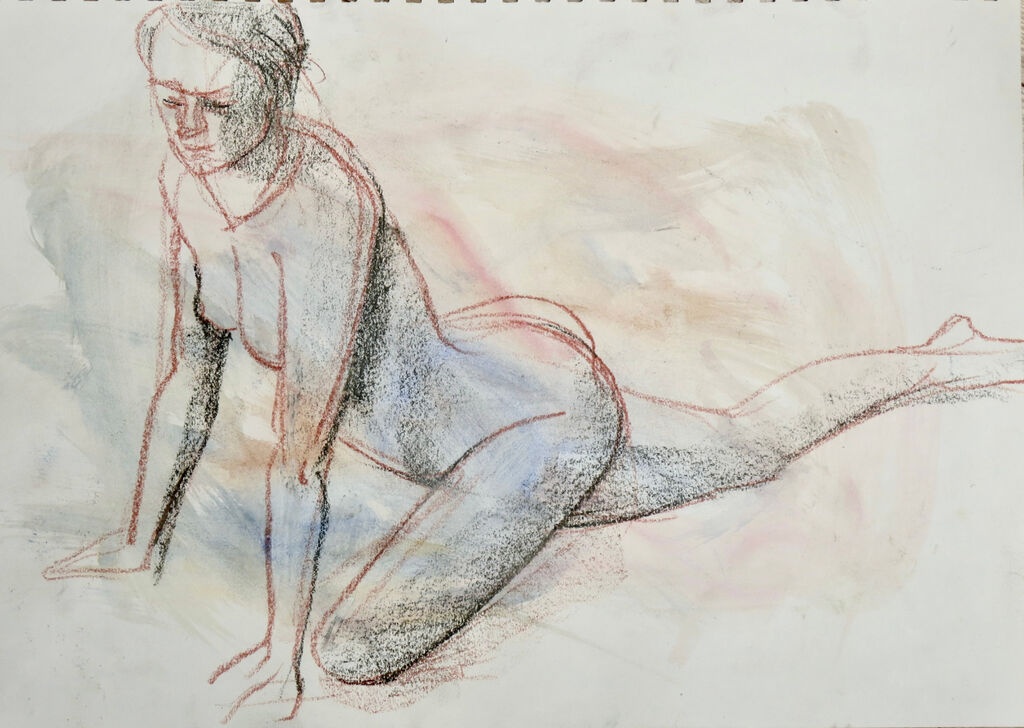 quick mixed media A3 life drawing