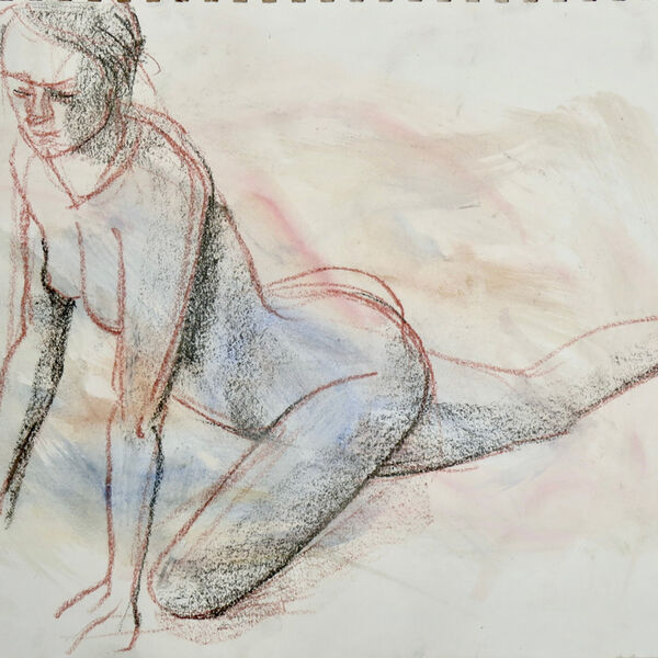 quick mixed media A3 life drawing