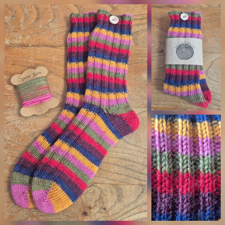 Hand Knitted Woollen Boot Socks size UK 5-6 Adult