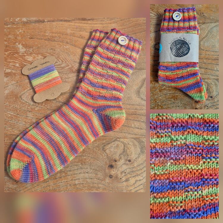 Hand Knitted Wool Socks Size Adult 5-6 UK