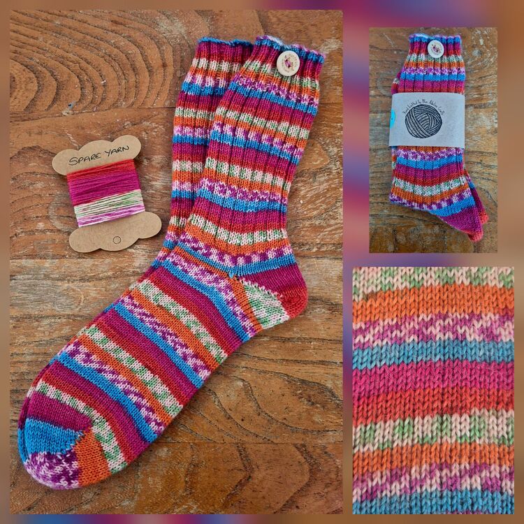 Hand Knitted Wool Socks Size Adult 5-6 UK