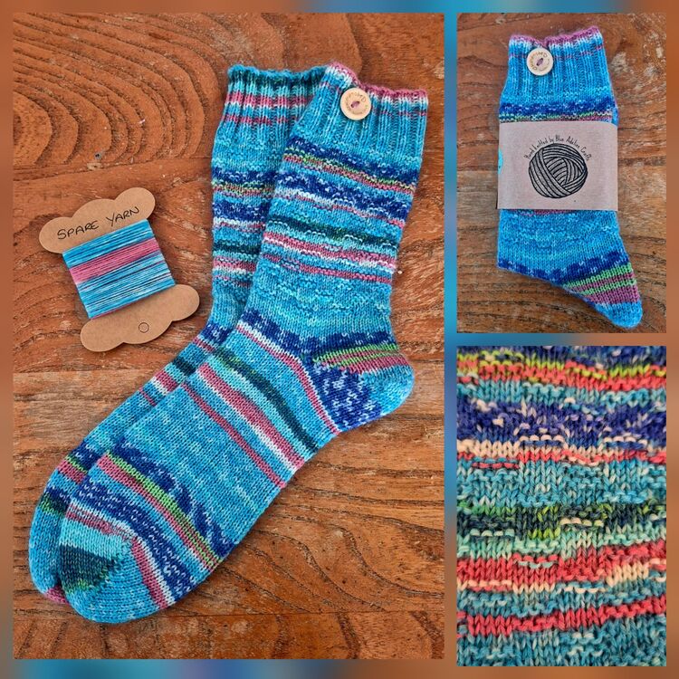 Hand Knitted Wool Socks Size Adult 5-6 UK