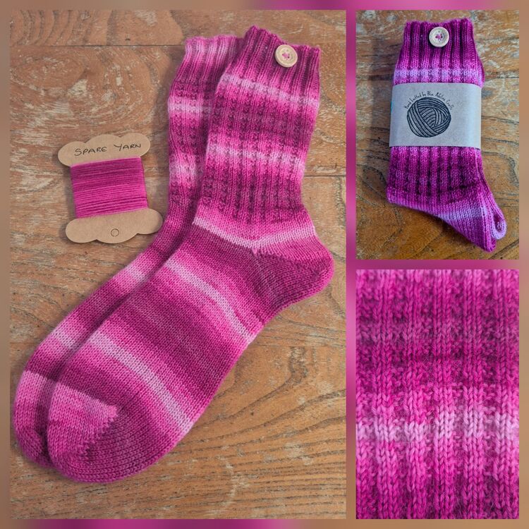 Hand Knitted Wool Socks Size Adult 5-6 UK