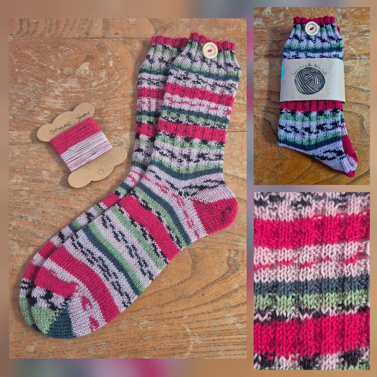 Hand Knitted Wool Socks Size Adult 5-6 UK
