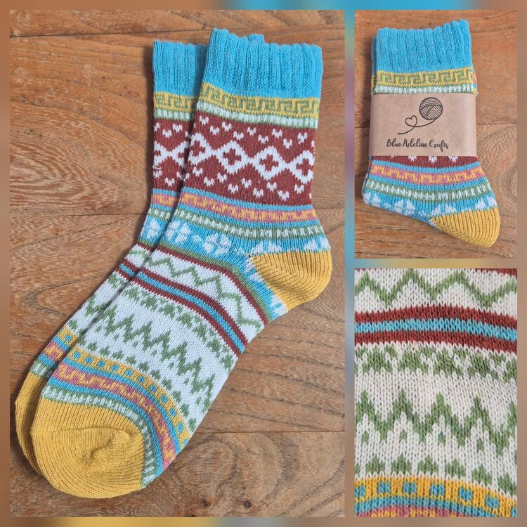 Festive Nordic Socks Adult size UK 5-6