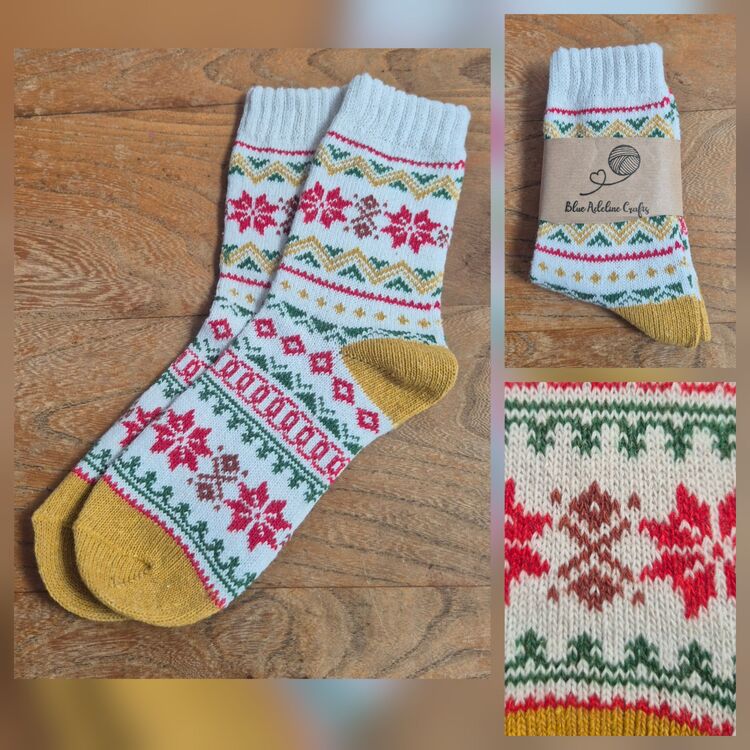 Festive Nordic Socks Adult size UK 5-6