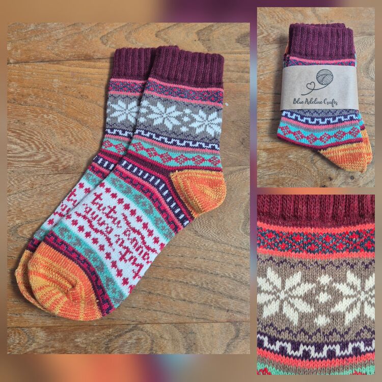 Festive Nordic Socks Adult size UK 5-6