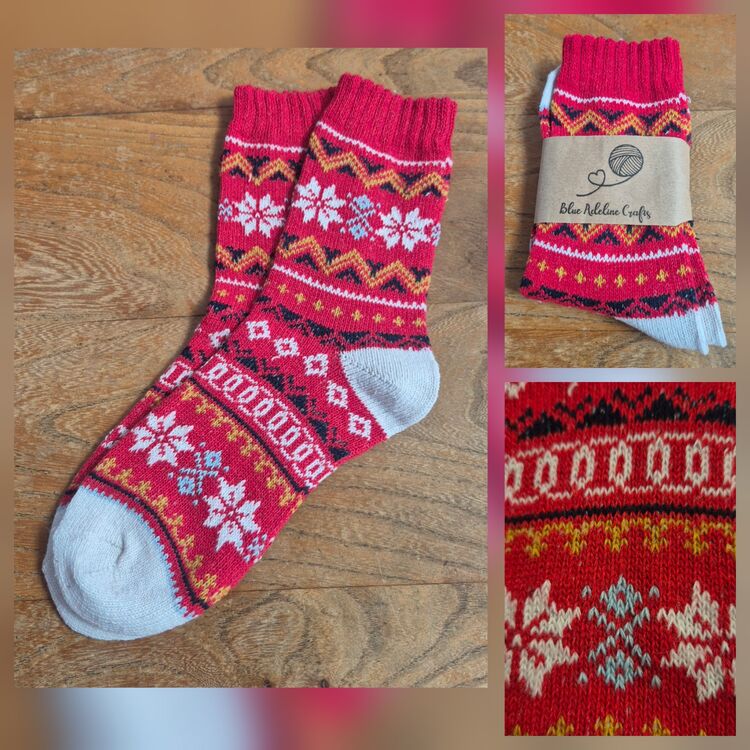 Festive Nordic Socks Adult size UK 5-6