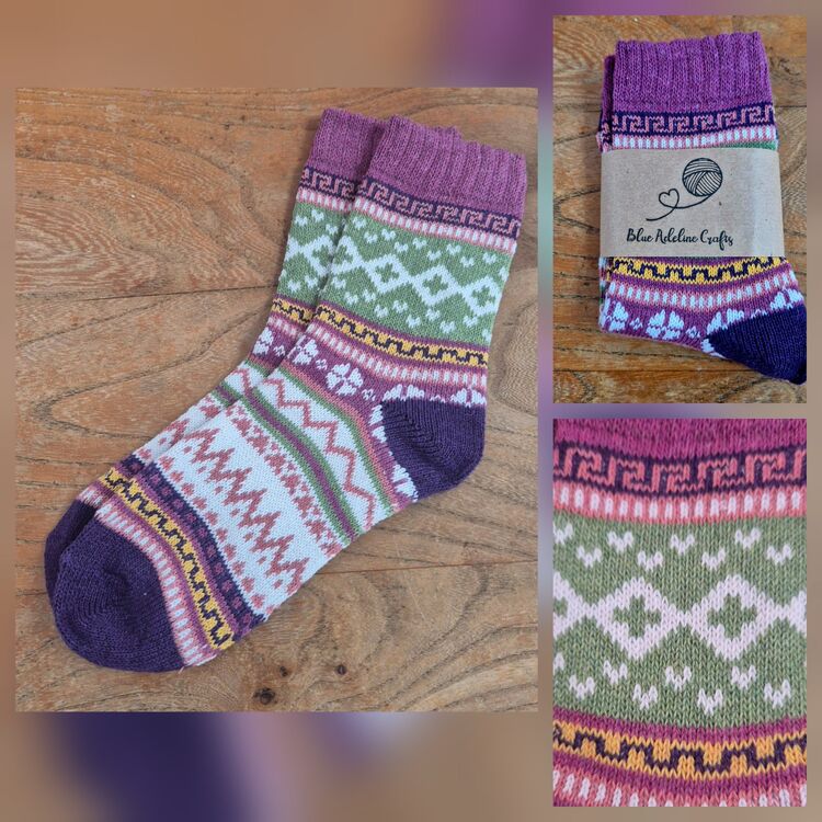 Festive Nordic Socks Adult size UK 5-6