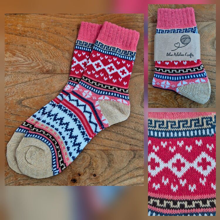 Festive Nordic Socks Adult size UK 5-6