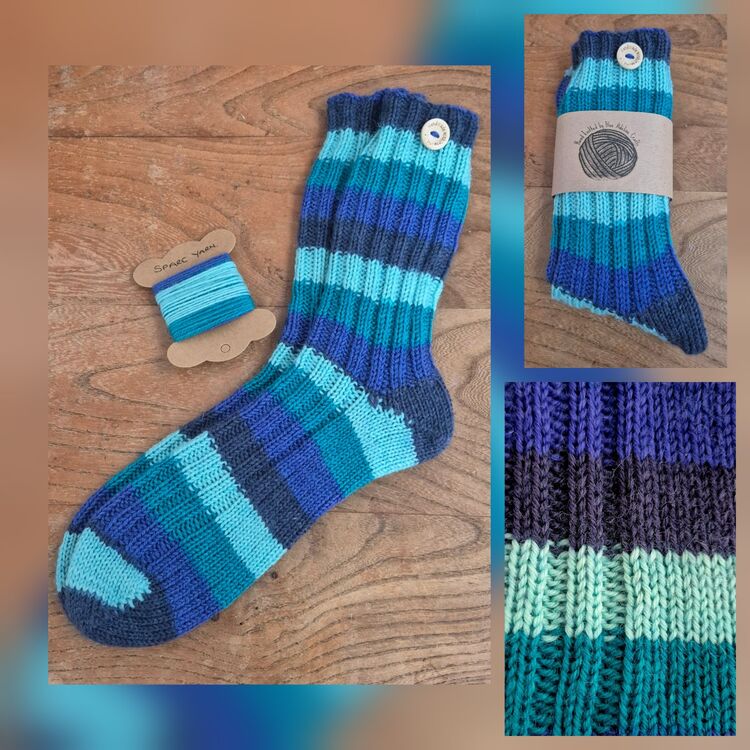 Hand Knitted Woollen Boot Socks size UK 6-8 Adult