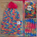 Hand Knitted Fluffy Pom Pom Bobble Hat