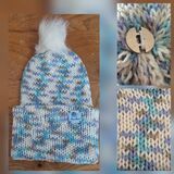 Hand Knitted Fluffy Pom Pom Bobble Hat