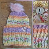 Hand Knitted Fluffy Pom Pom Bobble Hat