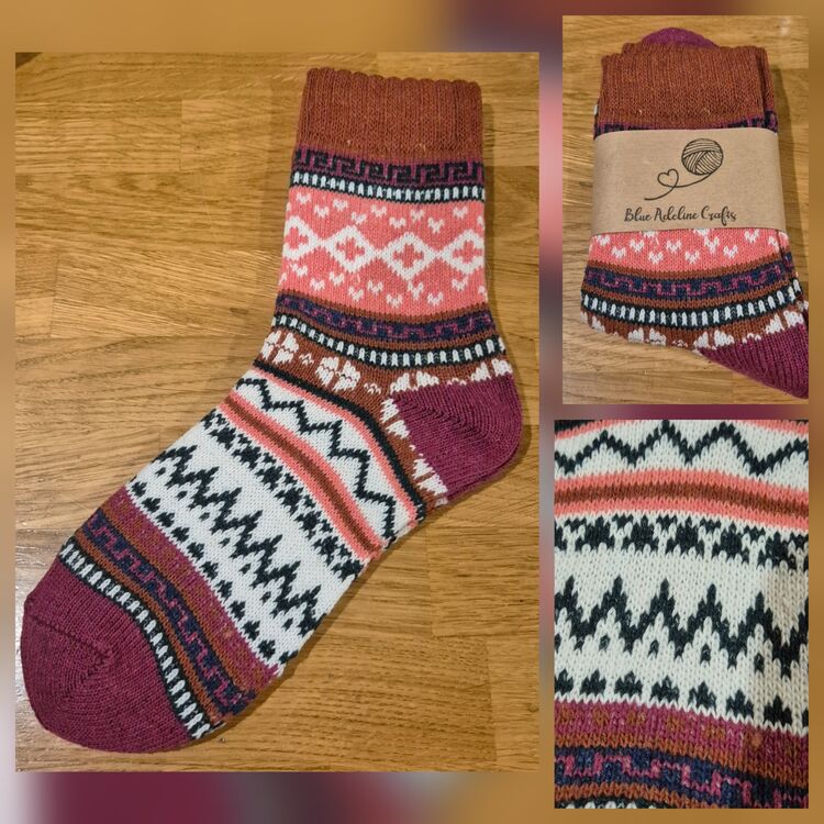 Festive Nordic Socks Adult size UK 5-6