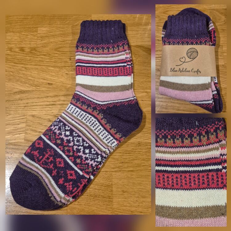 Festive Nordic Socks Adult size UK 5-6