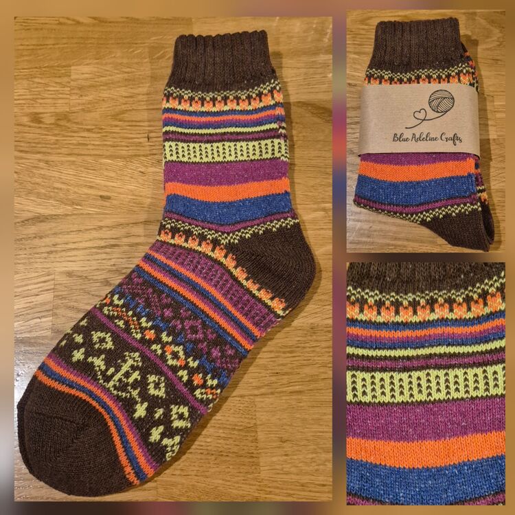 Festive Nordic Socks Adult size UK 5-6