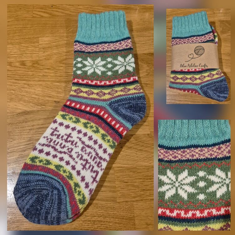Festive Nordic Socks Adult size UK 5-6