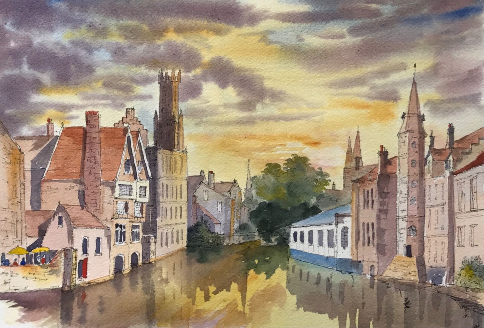 Evening calm on a Canal in Bruges