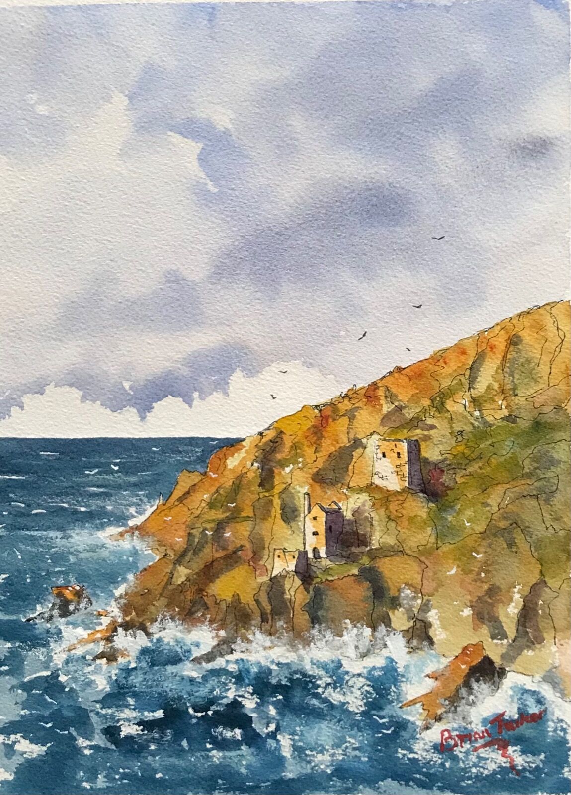 Stormy seas at Botallack Mine in Cornwall