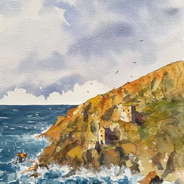 Stormy seas at Botallack Mine in Cornwall