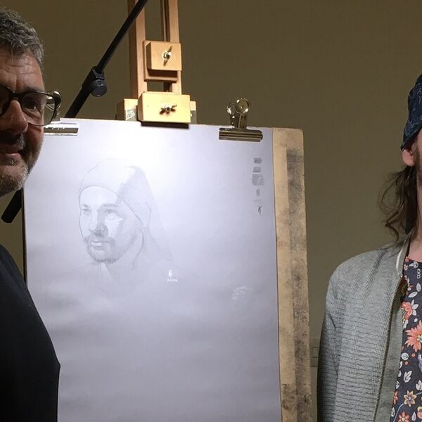 Artist sitter and portrait