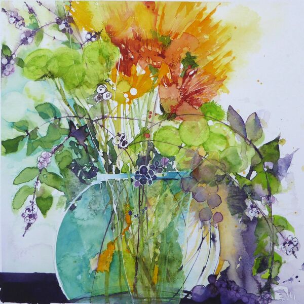 Chrysanthemums and Snow Berries