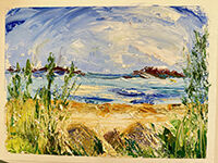 Sun sand and Scilly Palette knife and oils  20.4.23