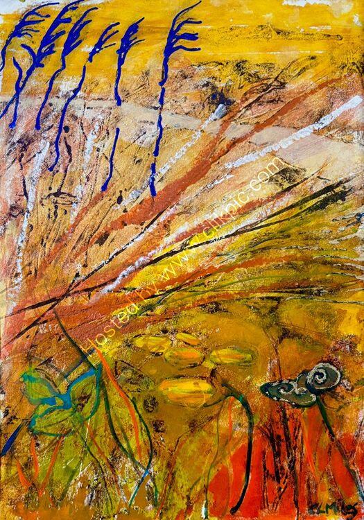 'Shimmer', collagraph and blue gilding