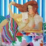 Greek woman on sofa. SOLD