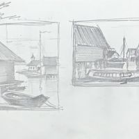 Etudes de l'ancien port de Mariehamn, archipel de Åland (FI)