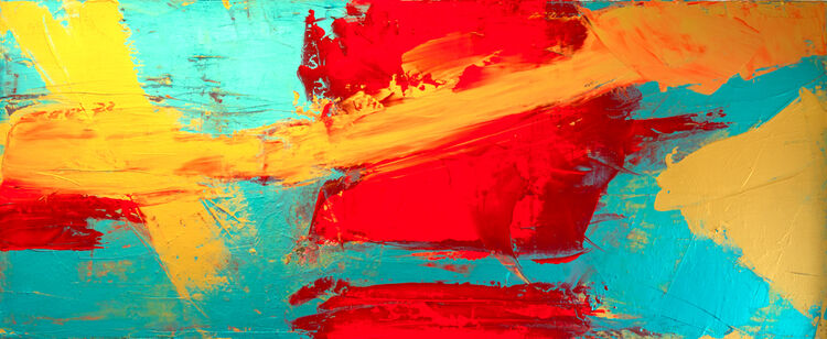 Gold blue and pink abstract