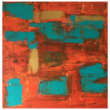 Un named Orange, Blue & Gold Abstract