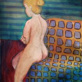GIRL ON A CHECKERED COUCH