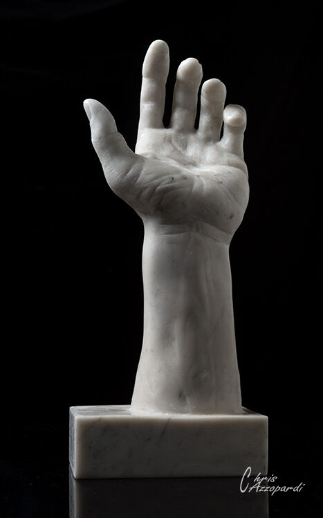Life size hand carved in White Carrara marble