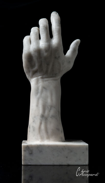 Life size hand carved in White Carrara marble