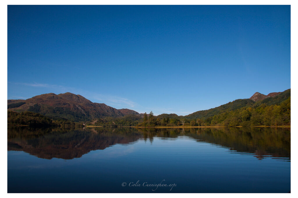 A view of Ben Venue and Ben A'an from Loch Achray.