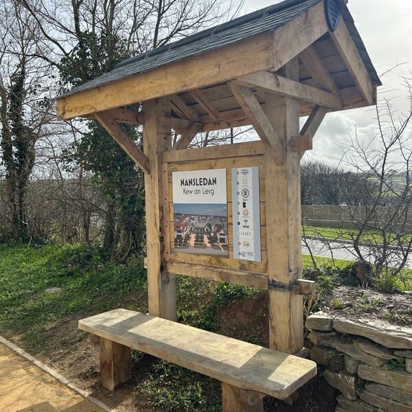 Chestnut wood Sign board and Bench