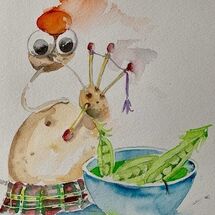 "Maris Piper plays the Pea Broth (pibroch)" by Moira MacPherson