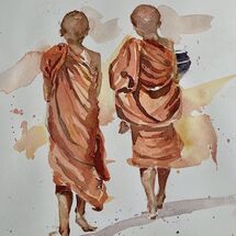 "Two boy Buddhist monks" by Moira MacPherson