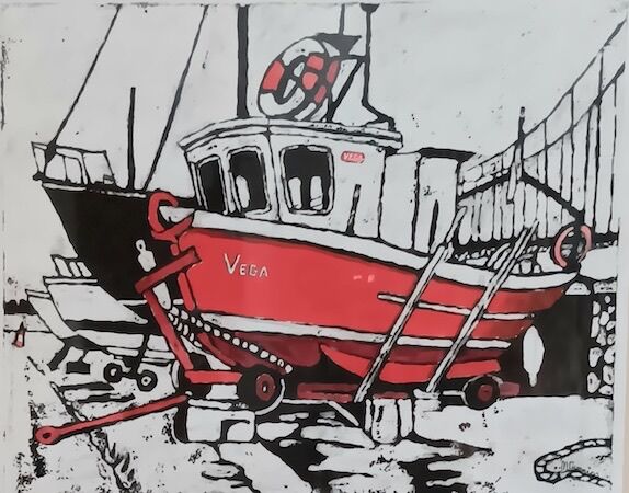"Red Boat, North Queensferry" by Margaret Cummins