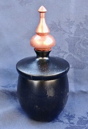 "Small pot in Sapele with copper painted finial" by Colin McKenzie