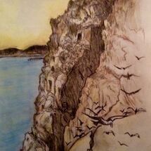 "Cliffs and Sea along the Forth shore between Dalgety Bay and Aberdour" by Peggy Thomas